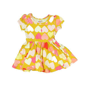 DotDot Smile Girls Yellow Hearts Dress size: 6-12 Months
